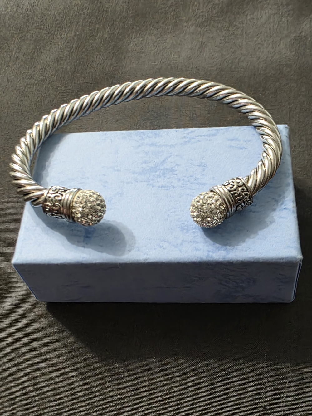 Estate - Silver Tone Cable Fashion Bangle Bracelet -Read! Item 539